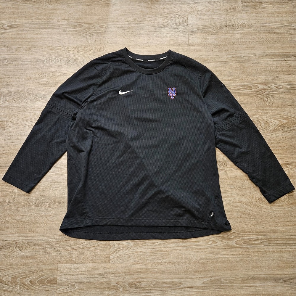 Nike New York Mets Dri-FIT Baseball Pullover Warm Up Men's XXL Black Long Sleeve